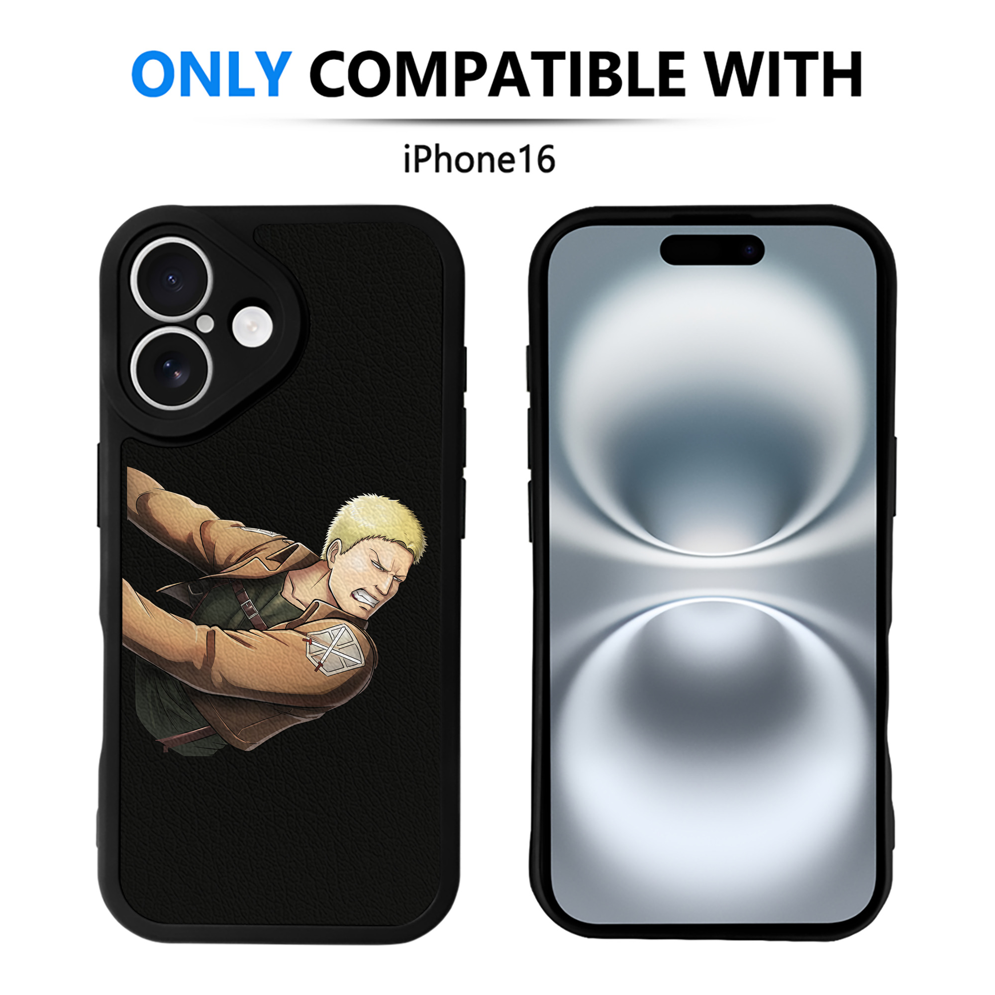 （画像用） 進撃の巨人 ライナー・ブラウン Attack on Titan Reiner Braun 【iPhone 16シリーズ対応】シリコンスマホケース（レザー調） 材質：シリコン